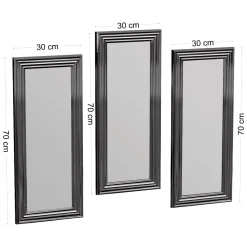 Specchi > Dmora Specchio Argento Trasparente Modulabile set da 3 40x40h cm, Forma Rettangolare - Ortona Trasparente, Argento
