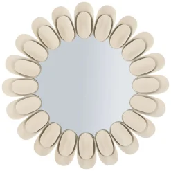 Specchi > Dmora Specchio Beige Trasparente Cornice Effetto Pietra Forma Rotondo 85x85h cm, Tipologia a Parete - Dakate Trasparente, Beige