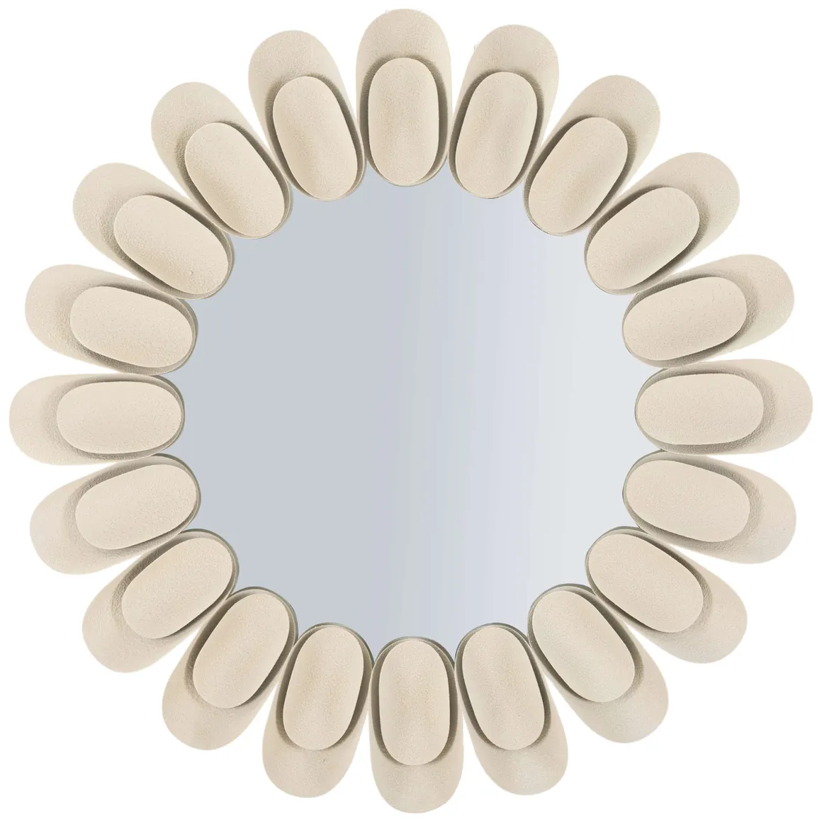 Specchio Beige Trasparente Cornice Effetto Pietra Forma Rotondo 85x6h cm, Tipologia a Parete - Dagatiza