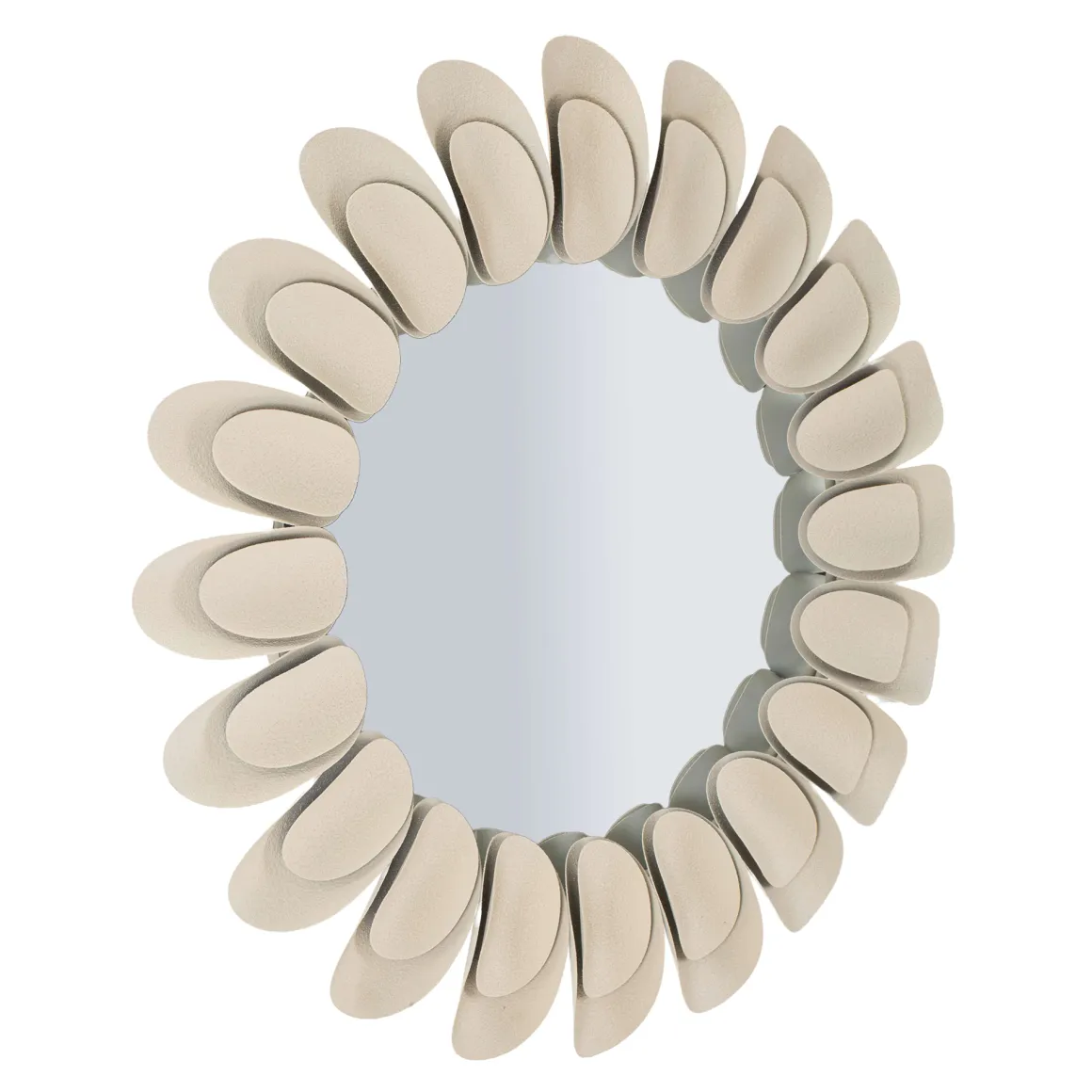 Specchio Beige Trasparente Cornice Effetto Pietra Forma Rotondo 85x6h cm, Tipologia a Parete - Dagatiza