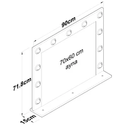 Specchi > Dmora Specchio con Mensola e Lampadine Forma Rettangolare 90x72h cm, Tipologia da Parete - Storo Bianco