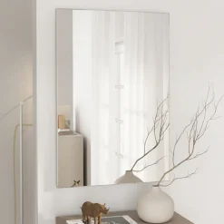 Specchi > Dmora Specchio kit Fissaggio a Muro Incluso Forma Rettangolare 76.5x76.5h cm - Rizzardi Bianco