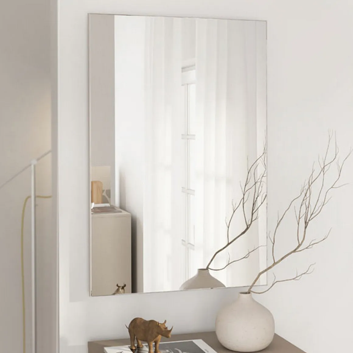 Specchio Bianco kit Fissaggio a Muro Incluso Forma Rettangolare 51x76.5h cm - Pinerolo