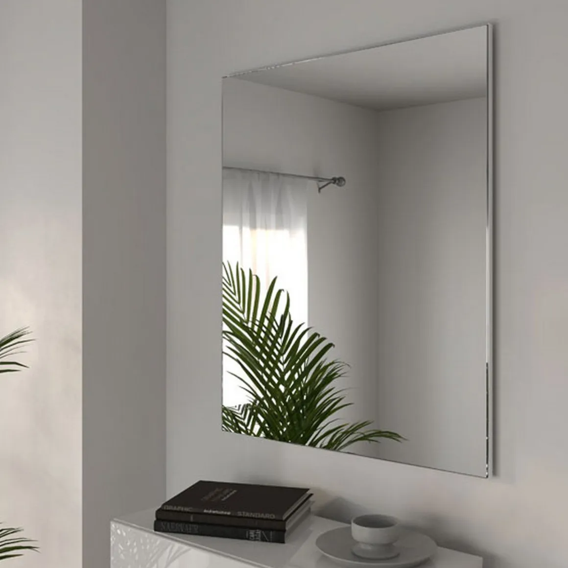 Specchio Bianco kit Fissaggio a Muro Incluso Forma Rettangolare 79x95h cm - Civitella