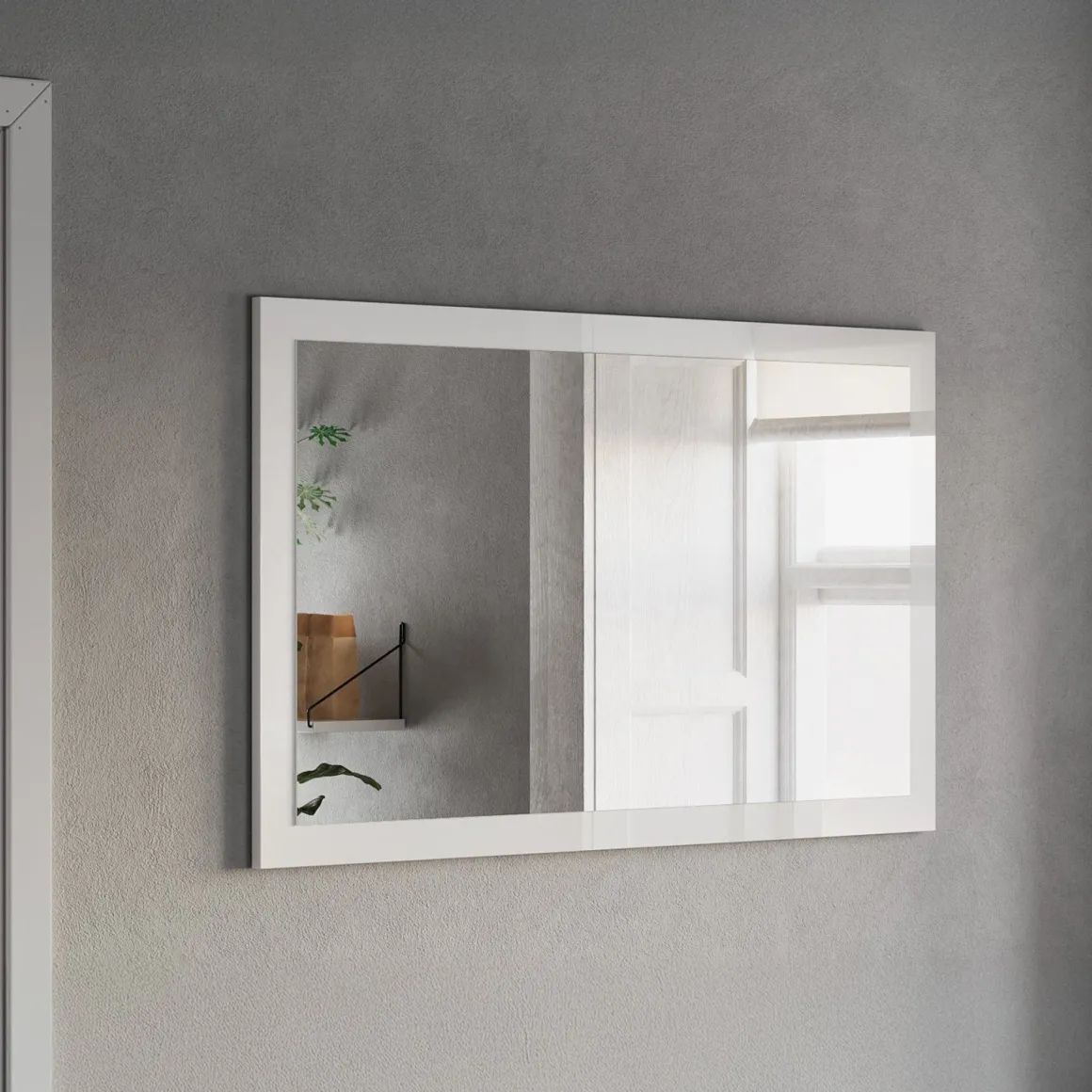 Specchio Bianco Lucido Forma Rettangolare Tipologia da Appendere 110x68h cm, Materiale Struttura in Vetro - Creazzo