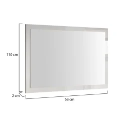 Specchio Bianco Lucido Forma Rettangolare Tipologia da Appendere 110x68h cm, Materiale Struttura in Vetro - Creazzo
