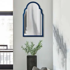Specchi > Dmora Specchio blu Trasparente Cornice Sagomata Forma Rettangolare 55x150h cm, Tipologia a Parete - Berat Trasparente, Blu