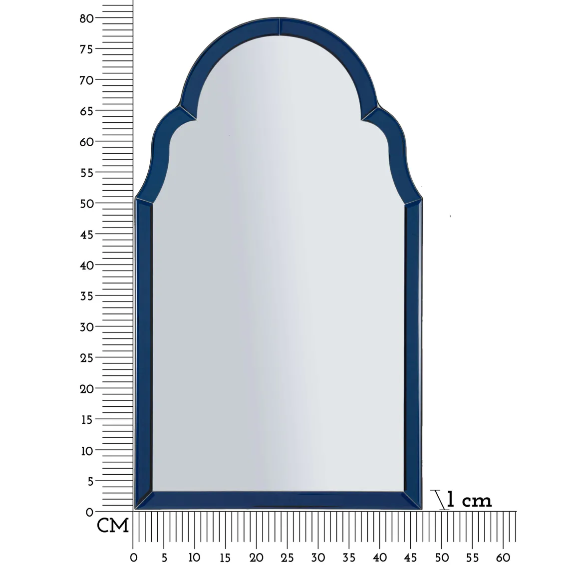 Specchio blu Trasparente Cornice Sagomata Forma Rettangolare 47x80h cm, Tipologia a Parete - Mostarr