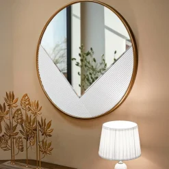 Specchio circolare bianco e oro 80x80h cm - Santelia