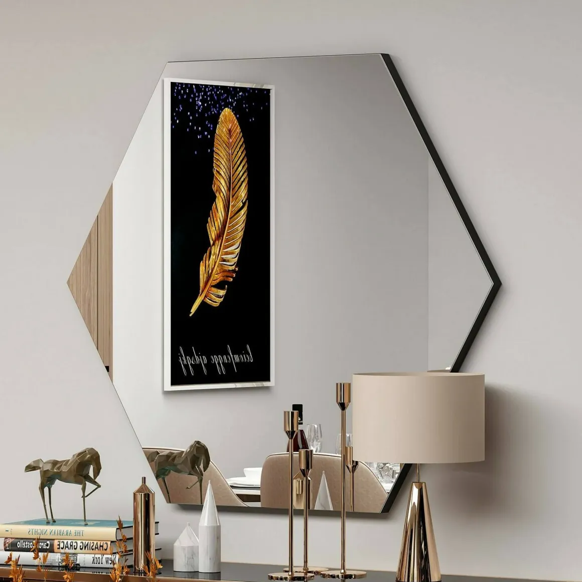 Specchio esagonale nero 70x60h cm - Kongrey