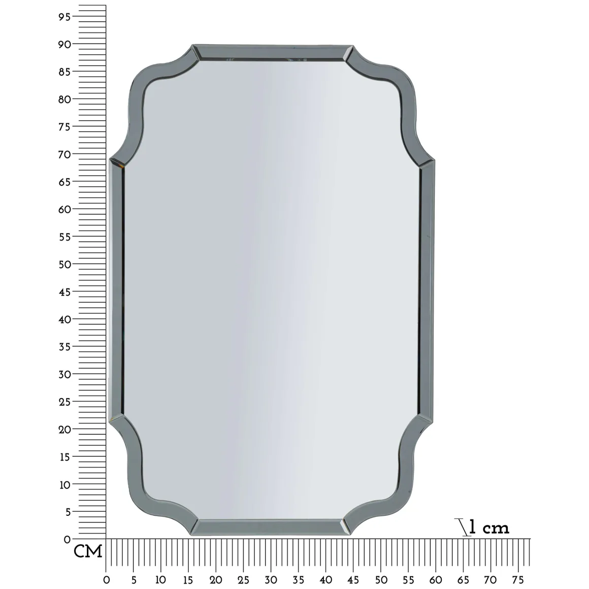 Specchio Grigio Trasparente Cornice Sagomata Forma Rettangolare 60x90h cm, Tipologia a Parete - Jajce