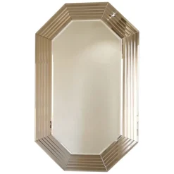 Specchi > Dmora Specchio Marrone Bronzo Trasparente Dettagli Geometrici Forma Rettangolare 120x60h cm, Colore Struttura Trasparente - Ovaro Trasparente, Marrone Bronzo