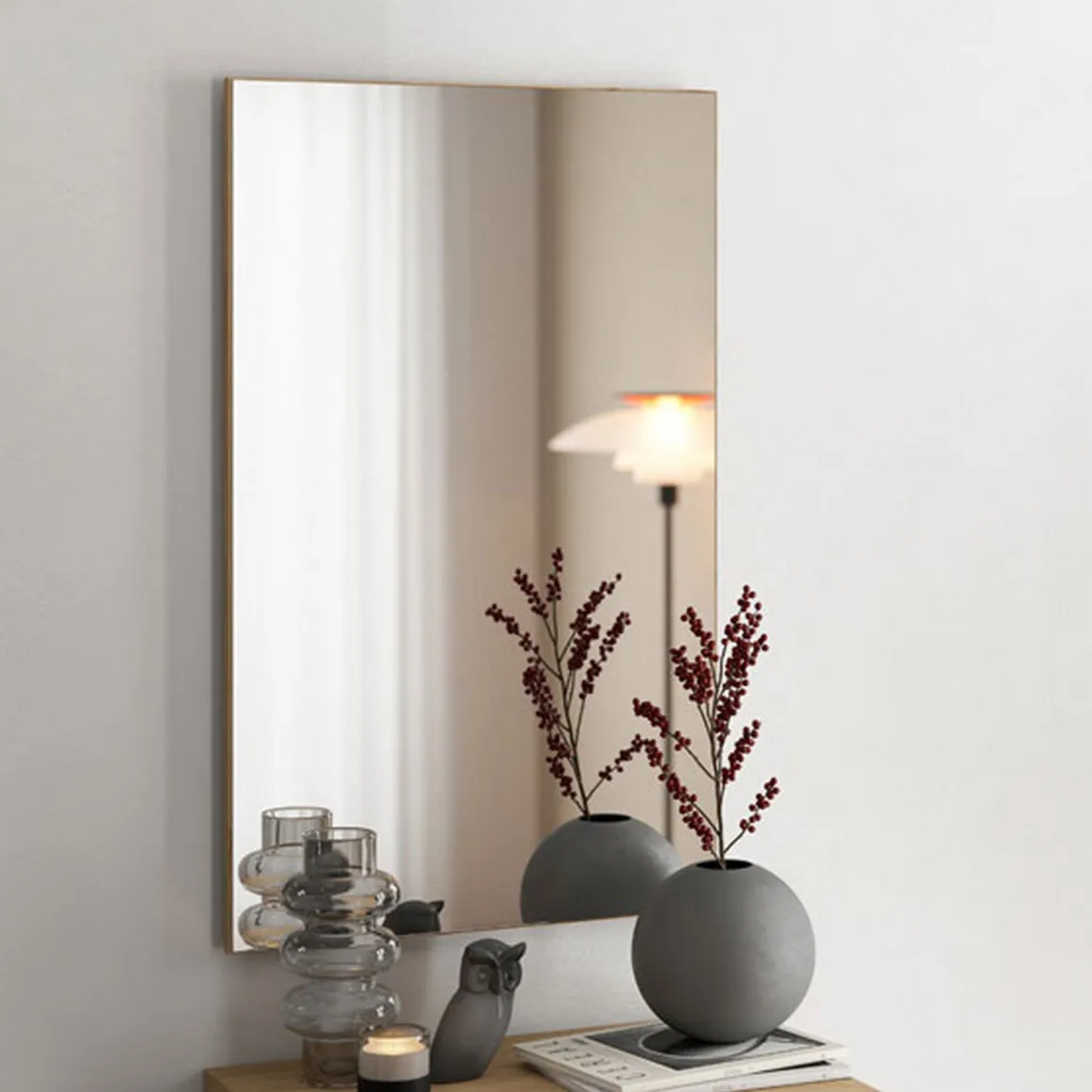 Specchi > Dmora Specchio kit Fissaggio a Muro Incluso Forma Rettangolare 57x80h - Casasco Marrone