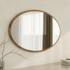 Specchi > Dmora Specchio Marrone Noce Trasparente Forma Ovale Tipologia a Parete 88x62h cm, Colore Struttura Trasparente - Brunico Trasparente, Marrone Noce