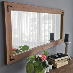 Specchi > Dmora Specchio Marrone Noce Trasparente Forma Rettangolare Tipologia a Parete 120x40h cm, Colore Struttura Trasparente - Cengio Trasparente, Marrone Noce