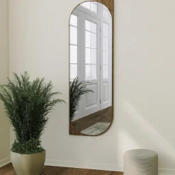 Specchio Marrone Noce Trasparente Forma Rettangolare Tipologia a Parete 52x152h cm, Colore Struttura Trasparente - Burgio