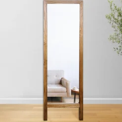 Specchio Marrone Noce Trasparente Forma Rettangolare Tipologia a Terra 45x145h cm, Colore Struttura Trasparente - Crea