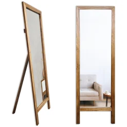 Specchio Marrone Noce Trasparente Forma Rettangolare Tipologia a Terra 45x145h cm, Colore Struttura Trasparente - Crea