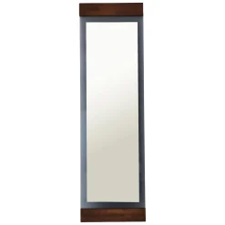 Specchio Marrone Noce Trasparente Fume Forma Rettangolare Tipologia a Terra 50x170h cm, Sfumatura Colore Struttura Noce - Lanzada