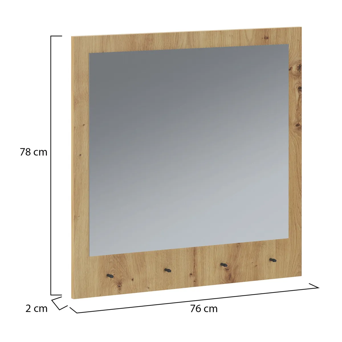 Specchi > Dmora Specchio Forma Rettangolare Tipologia da Appendere 78x76h cm, Materiale Struttura in Vetro - Cherasco Marrone Rovere Nodi