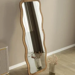 Specchio Marrone Rovere Scuro Trasparente Forma Rettangolare Tipologia a Terra 50x160h cm, Colore Struttura Trasparente - Bissone
