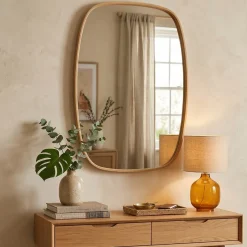Specchio Marrone Rovere Trasparente Forma Ovale Tipologia a Parete 62x88h cm, Colore Struttura Trasparente - Serrenti