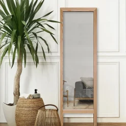 Specchio Marrone Rovere Trasparente Forma Rettangolare Tipologia a Terra 45x145h cm, Colore Struttura Trasparente - Crea