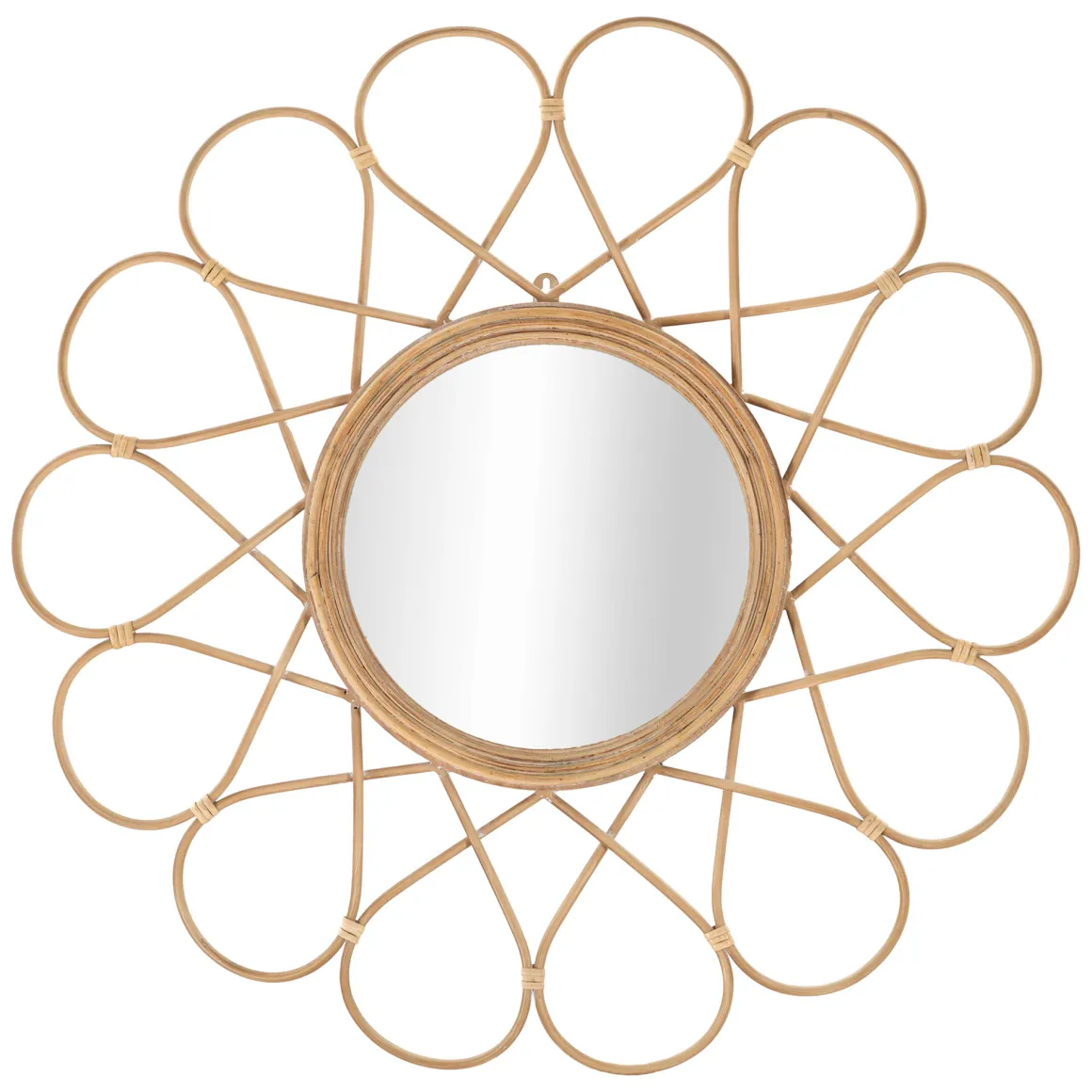 Specchio Marrone Trasparente Finiture in Rattan Forma Rotondo 66x66h cm, Tipologia a Parete - Bavasi