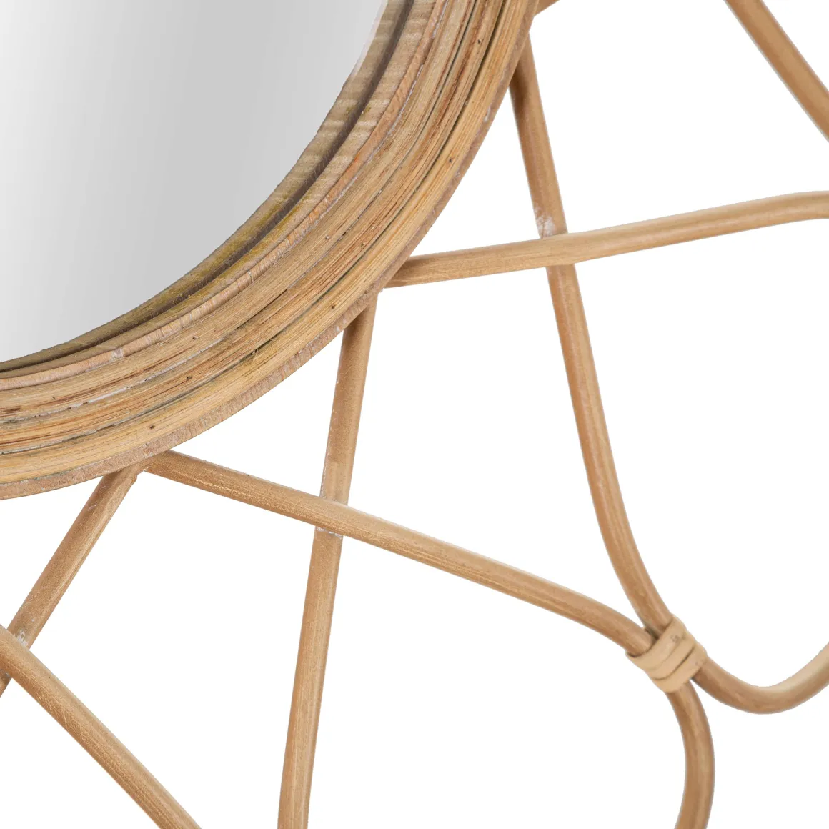 Specchio Marrone Trasparente Finiture in Rattan Forma Rotondo 66x66h cm, Tipologia a Parete - Bavasi