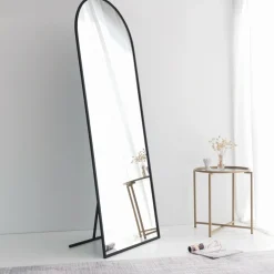 Specchi > Dmora Specchio Nero Opaco Trasparente Forma Rettangolare Tipologia a Terra 65x180h cm, Colore Struttura Trasparente - Rogno Trasparente, Nero Opaco