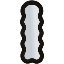 Specchio Nero Trasparente Cornice Ondulata Tessuto Teddy Forma Rettangolare 60x160h cm, Tipologia a Parete - Marylin