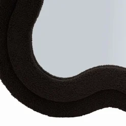 Specchio Nero Trasparente Cornice Ondulata Tessuto Teddy Forma Rettangolare 60x160h cm, Tipologia a Parete - Marylin