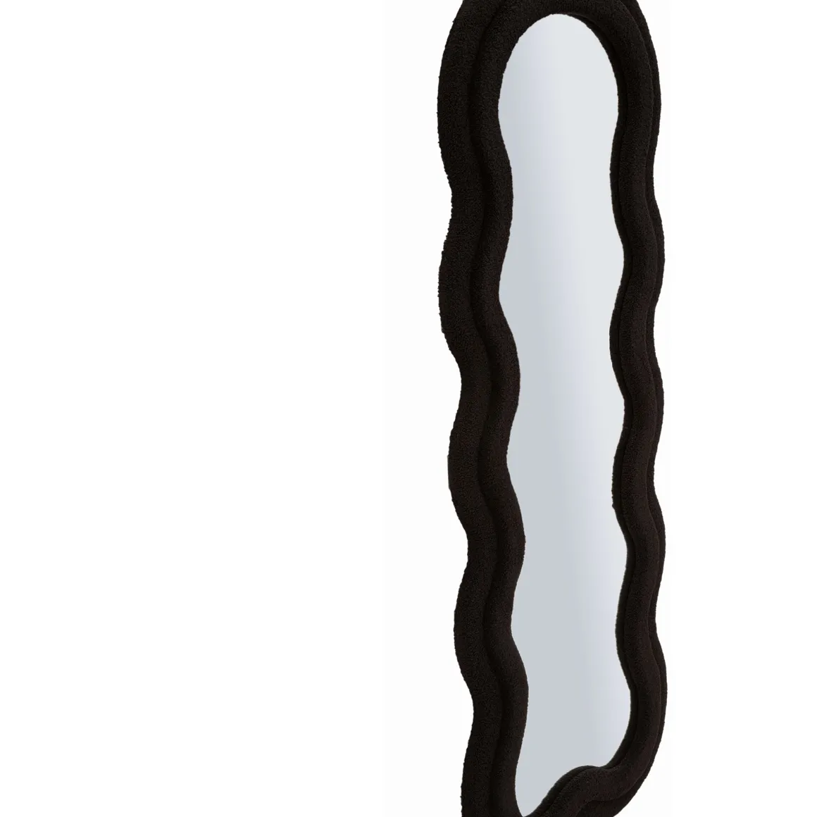 Specchio Nero Trasparente Cornice Ondulata Tessuto Teddy Forma Rettangolare 60x160h cm, Tipologia a Parete - Marylin