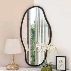 Specchi > Dmora Specchio Nero Trasparente Forma Ovale Tipologia a Parete 45x85h cm, Colore Struttura Trasparente - Canepina Trasparente, Nero