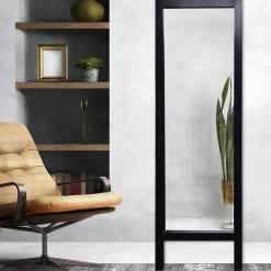 Specchi > Dmora Specchio Nero Trasparente Forma Rettangolare Tipologia a Terra 50x160h cm, Colore Struttura Trasparente - Bissone Trasparente, Nero