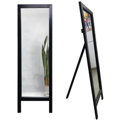 Specchi > Dmora Specchio Nero Trasparente Forma Rettangolare Tipologia a Terra 50x160h cm, Colore Struttura Trasparente - Bissone Trasparente, Nero