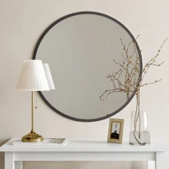 Specchio Nero Trasparente Forma Rotondo Tipologia a Parete 60x60h cm, Colore Struttura Trasparente - Drizzona
