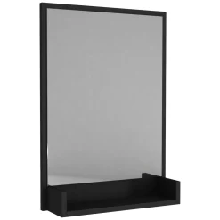 Specchi > Dmora Specchio Nero Trasparente Mensola Inclusa Forma Rettangolare 45x75h cm, Tipologia a Parete - Ticineto Trasparente, Nero
