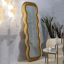 Specchi > Dmora Specchio oro Trasparente Cornice Sagomata Forma Rettangolare 60x90h cm, Tipologia a Parete - Jajce Trasparente, Oro