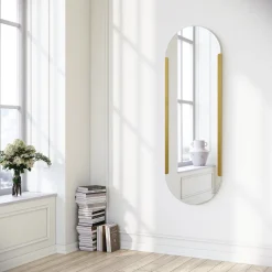 Specchi > Dmora Specchio oro Trasparente Forma Ovale Tipologia a Parete 55x75h cm, Colore Struttura Trasparente - Dorno Trasparente, Oro