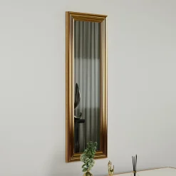 Specchi > Dmora Specchio oro Trasparente Forma Rettangolare Tipologia a Parete 55x150h cm, Colore Struttura Trasparente - Nida Trasparente, Oro