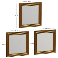 Specchi > Dmora Specchio oro Trasparente Modulabile set da 3 40x40h cm, Forma Rettangolare - Ferno Trasparente, Oro