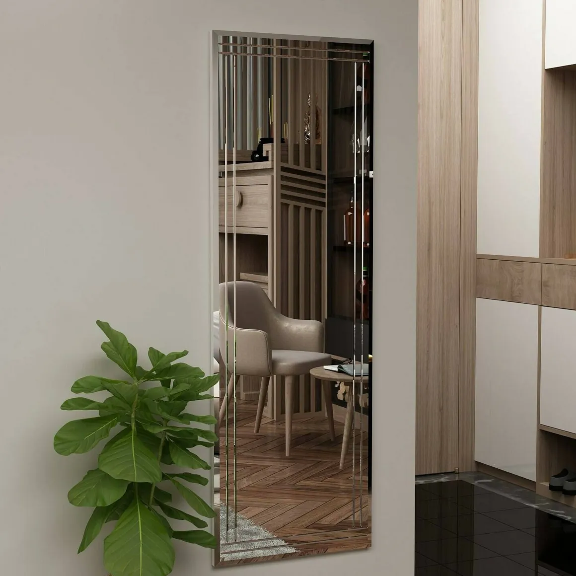 Specchio rettangolare bianco 40x120h cm - Mossano