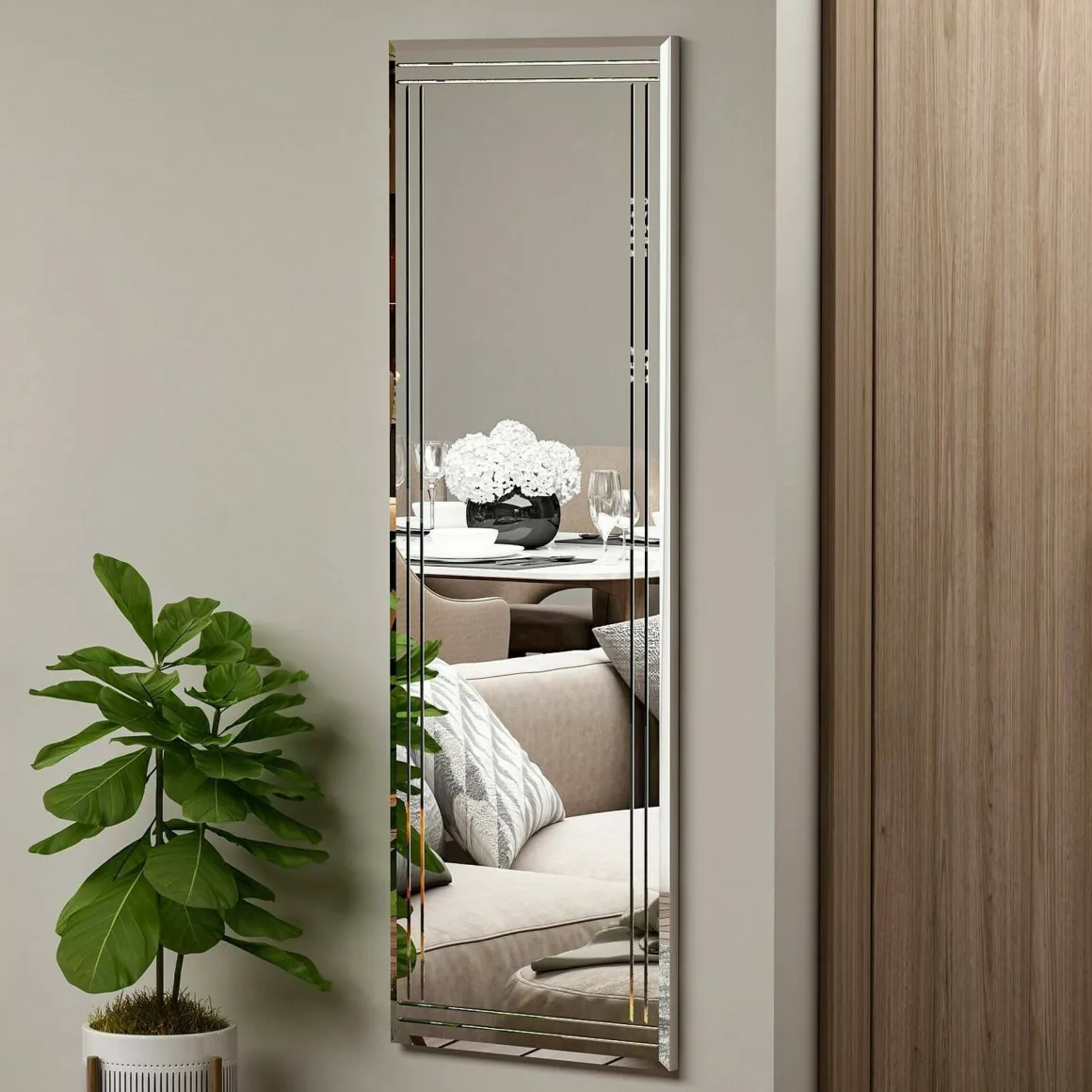 Specchio rettangolare bianco 40x120h cm - Mossano