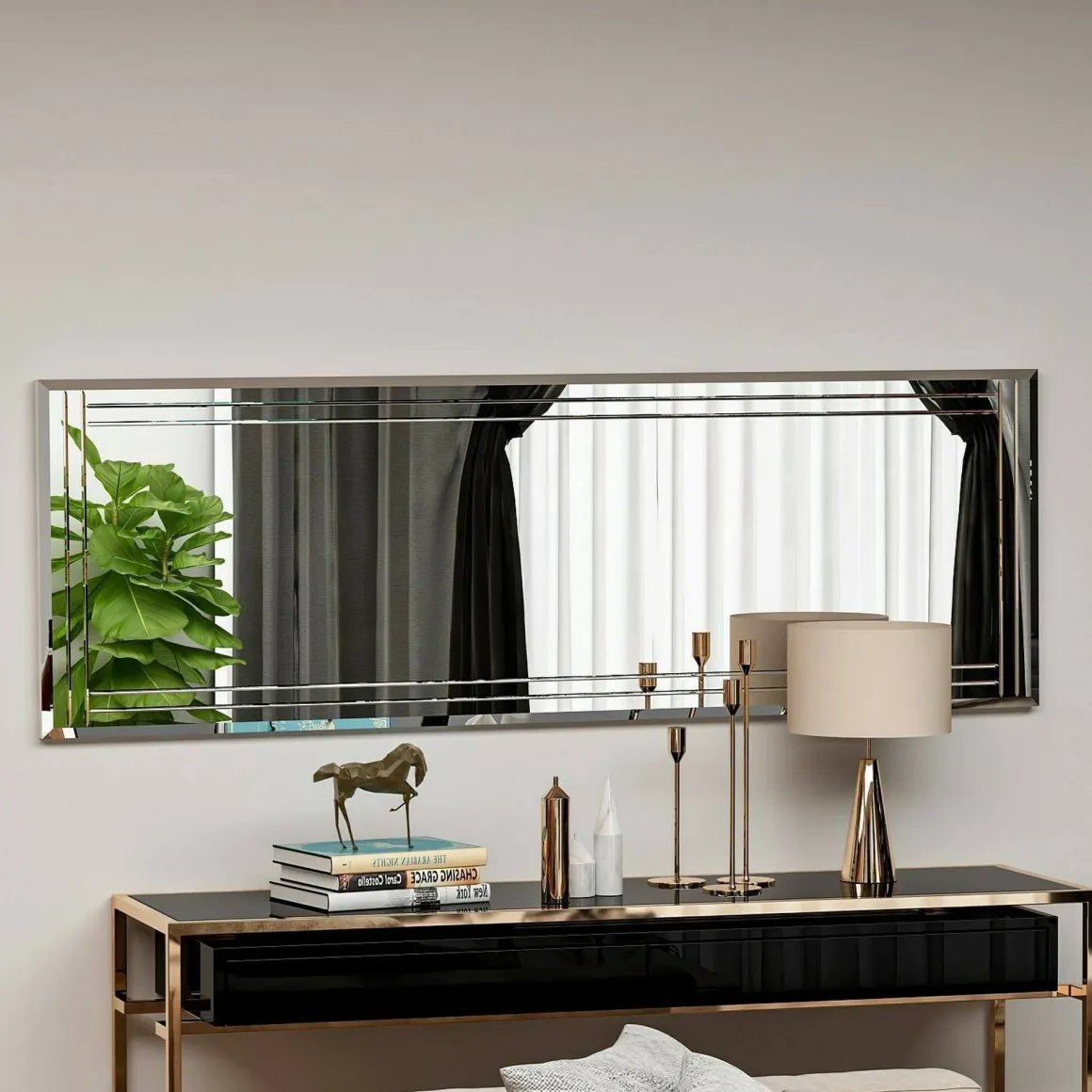 Specchio rettangolare bianco 40x120h cm - Mossano