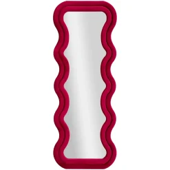 Specchio Rosa Trasparente Cornice Ondulata Effetto Velluto Forma Rettangolare 60x160h cm, Tipologia a Parete - Allen