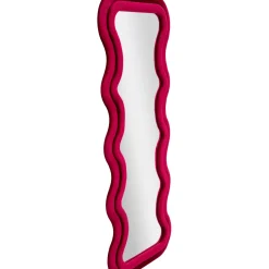 Specchio Rosa Trasparente Cornice Ondulata Effetto Velluto Forma Rettangolare 60x160h cm, Tipologia a Parete - Allen