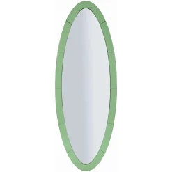 Specchi > Dmora Specchio Verde Trasparente Forma Ovale Tipologia a Parete 55x150h cm, Colore Struttura Trasparente - Trakai Trasparente, Verde