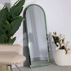 Specchio Verde Trasparente Forma Rettangolare Tipologia a Parete 55x150h cm, Colore Struttura Trasparente - Nida