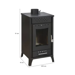 Stufe A Legna > Dmora Stufa a legna Agropoli, 49x46 h91 cm, Nero
